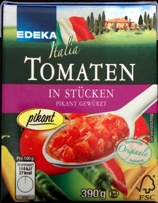 Tomaten in Stücken pikant gewürzt – Edeka – 390g