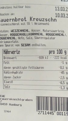 Bauernbrot Kreuzschnitte – REWE – 500 g
