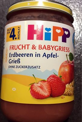 Frucht & Babygrieß Erdbeeren in Apfel-Grieß – Hipp – 190 g