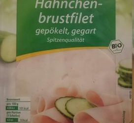 Bio Hähnchenbrustfilet gepökelt, gegart – rewe – 70 g
