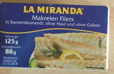 Makrelen Filets in Sonnenblumenöl, ohne Haut und ohne Gräten – La Miranda – 125g