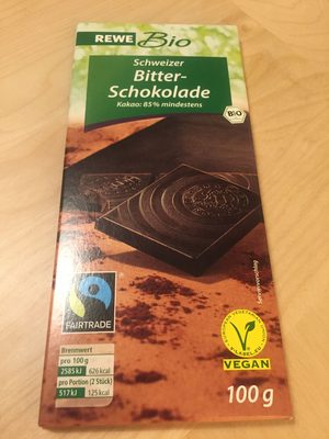 Bio Bitterschokolade 85%, Rewe Bio – Rewe bio – 100g