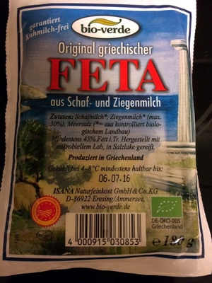 Feta – bio-verde – 180 g