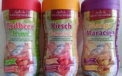 Instantzubereitung für Getränke (Erdbeer Kiwi, Kirsch Banane, Mango Maracuja) – Westminster – 400 g