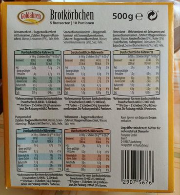 Brotkörbchen Pumpernickel Roggenvollkornbrot – Goldähren – 500 g