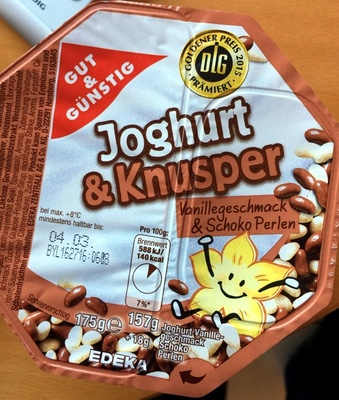 Joghurt & Knusper Vanillegeschmack & Schoko Perlen – Gut & Günstig – 175 g