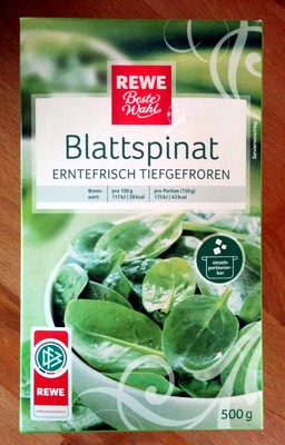 Blattspinat Erntefrisch Tiefgefroren – REWE Beste Wahl – 500g