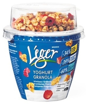 Yogourt Granola framboise/fraise – Léger,Migros – 225 g